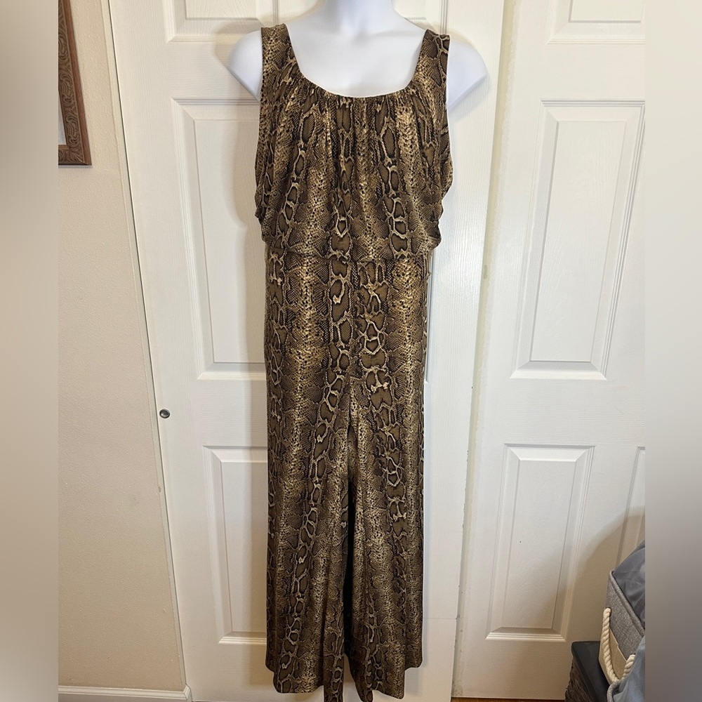 Iman - Global Chic Jumpsuit 2x Women’s Plus Size NWT Brown Reptile Print
